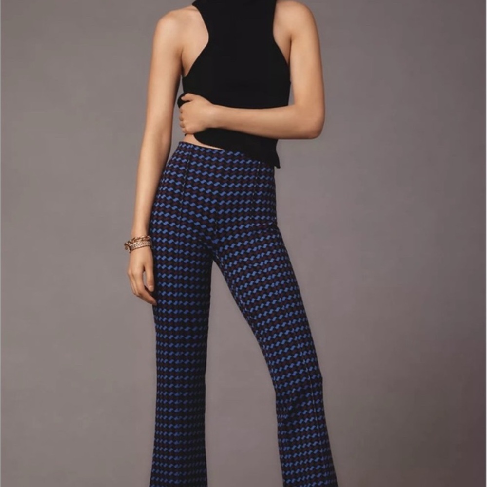 💜FALL SALE💜Anthropologie Maeve Kick Flare Blue and Purple Pants, Small